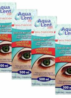 Combo 4 Aqualent 500 Solución Liquido Lente Contacto Estuche