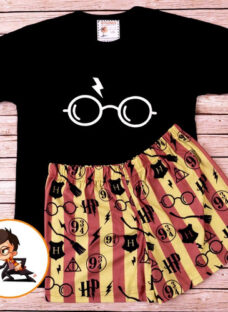 Pijama De Verano Harry Potter Remera Negra - Store Mykonos